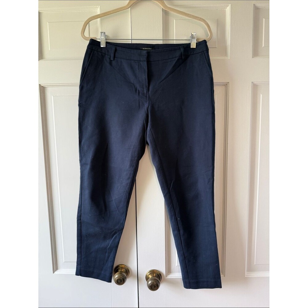 Jones New York Women’s Navy Blue Cropped Ankle Capri Stretch Cotton Pants Size 6